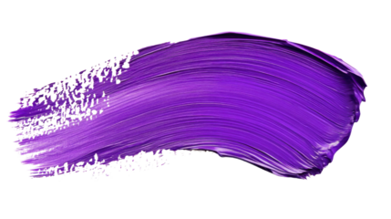 Purple paint brush stroke on transparent background