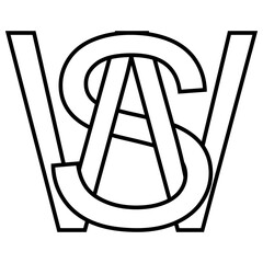 Logo sign sw ws icon, double letters logotype w s