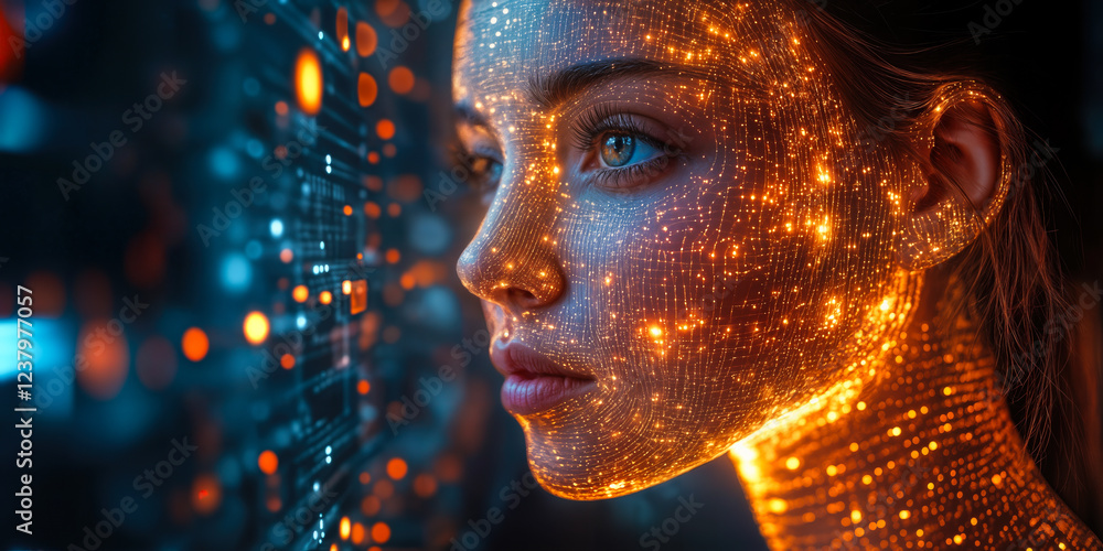 Poster dynamic visualization of no-code ai integration in business innovation