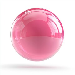 bright pink bubble gum bubble being blown, with a glossy finish, isolated on a clean white background