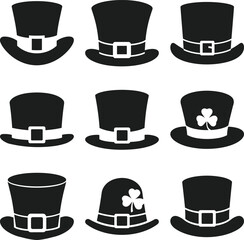 Leprechaun Hat Silhouettes Vector Set