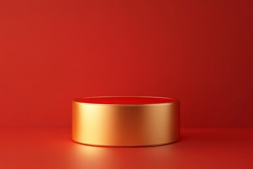 red gold cylinder podium pedestal product display