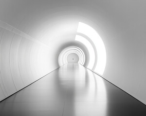 Obraz premium Futuristic White Tunnel Interior with Bright Lighting Creating a Modern Architectural Perspective Photograph