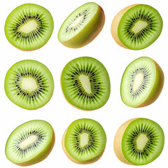 Fototapeta premium Sliced kiwi fruit, white background, healthy food