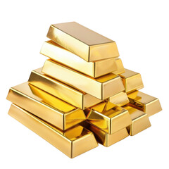 Gold bars stacked in pyramid shape, symbolizing wealth and luxury. shiny surface reflects light, creating striking visual appeal