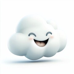 Obraz premium cartoonish white cloud with rounded edges and a cheerful appearance, centered on a bright white background