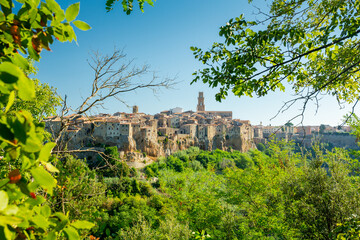 Pitigliano, Italy. Panoramic view of the old town	