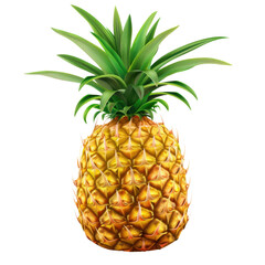 Fototapeta premium Fresh pineapple with vibrant green leaves and textured golden skin, perfect for tropical themes and culinary uses