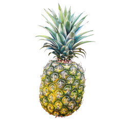 Fototapeta premium Fresh pineapple with vibrant green leaves and textured yellow skin, perfect for tropical themes and culinary uses