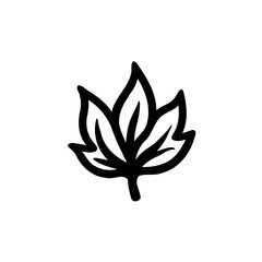 Stylized black leaf design on a white background