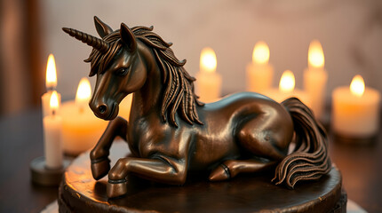 Dreamy Unicorn Fantasy Cake with Elegant Buttercream Swirls, Golden Horn, and Delicate Fondant Flowers for Special Occasions ai.

