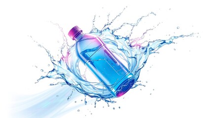 Refreshing Water Bottle: Dynamic Splash, Cool Blue Hues