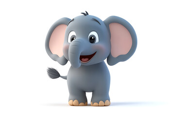 Fototapeta premium elephant on a white background, elephant on a blank white background, a elephant, elephant, cute elephant, white background, copy space for add text, 3d rendering, 3d, vector, AI generative
