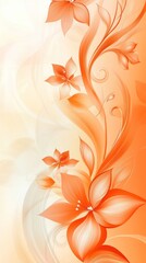 Orange and Tangerine Floral Abstract Background with Flowing Curves