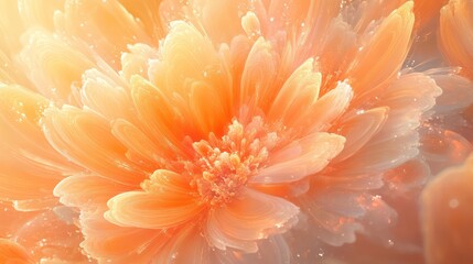 Orange and Peach Floral Burst in Fluid Dreamy Abstract Composition
