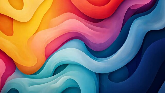 Abstract Flowing Colors: A vibrant abstract background with a mesmerizing pattern of overlapping waves in vibrant colors. The colors are layered and intertwined.