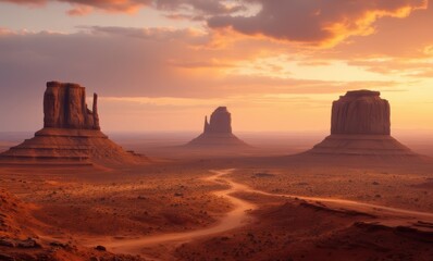 Majestic desert landscape at sunset