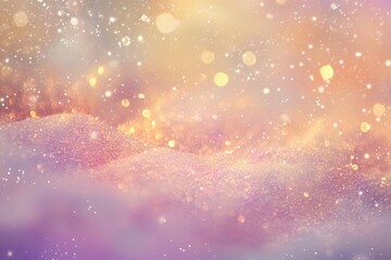 Enchanting pastel landscape with sparkling lights and soft textures at twilight