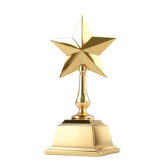 Golden star trophy on pedestal, symbolizing achievement and success. This award represents excellence in various fields, inspiring motivation and recognition