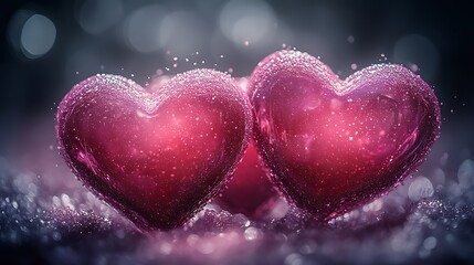Fototapeta premium Romantic Abstract Valentine Scene with Layered Heart Shapes