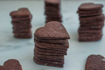 Valentines day cookies. 
homemade chocolate heart cookies 