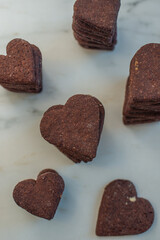 Valentines day cookies. 
homemade chocolate heart cookies 