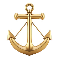 Golden anchor symbolizing stability and strength, perfect for nautical themes and designs
