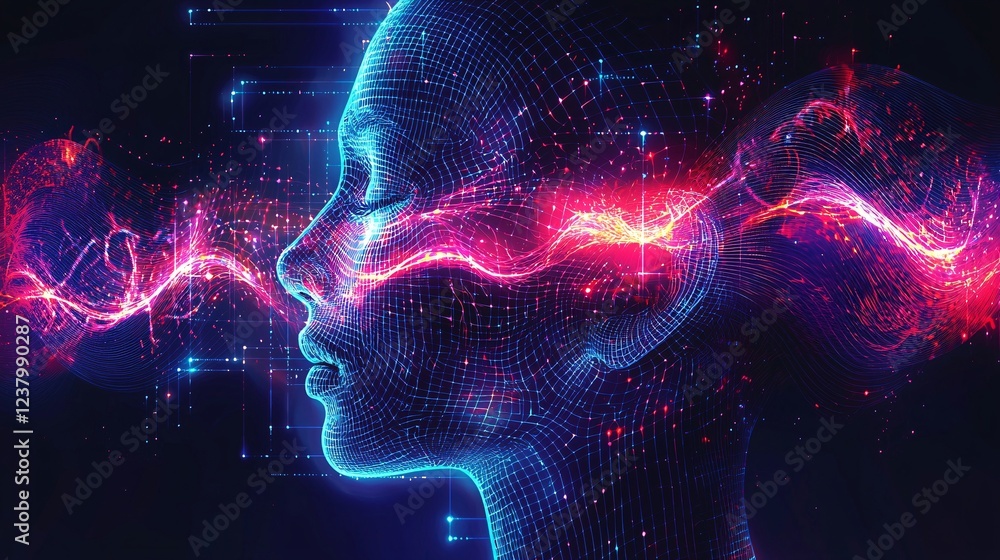 Aufkleber intelligence cognitive optimization concept. ai brainwave modulation for focus enhancement