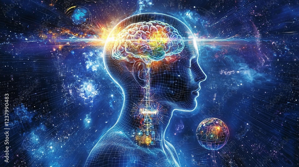Poster intelligence cognitive optimization concept. ai subconscious mind optimization image