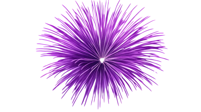 Purple spiky ball exploding on transparent background
