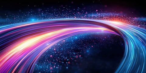 Obraz premium Colorful light trails swirl in a cosmic space setting during a vibrant cosmic event
