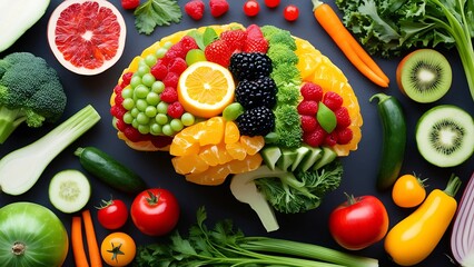 Fruit & Vegetable Brain: Creative Anatomy Illustration