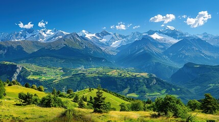 Fototapeta premium Majestic Alps Mountain Range Panorama Summer Landscape