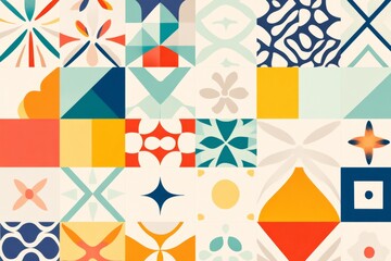 Fototapeta premium A collection of stylized ethnic patterns displayed with fresh colors and modern design elements