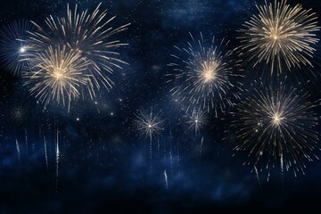 Fototapeta premium Colorful fireworks exploding against the dark night sky, illuminating the surroundings with vibrant bursts of light