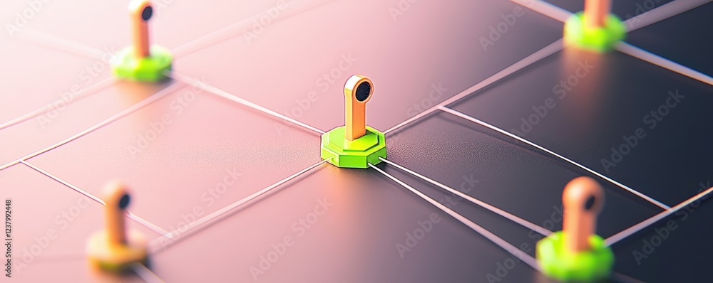 Poster abstract network connections with colorful nodes