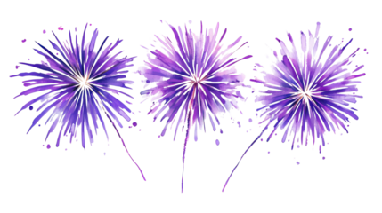 Purple fireworks exploding with transparent background