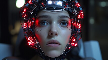 intelligence cognitive optimization concept. Cybernetic neural enhancements image