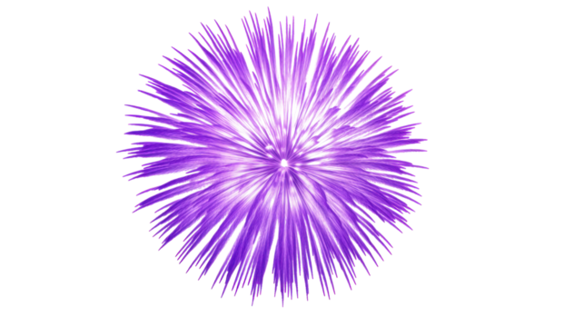 Purple spiky ball exploding on transparent background