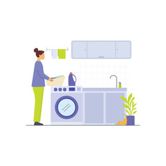 Illustration of laundry concept at home