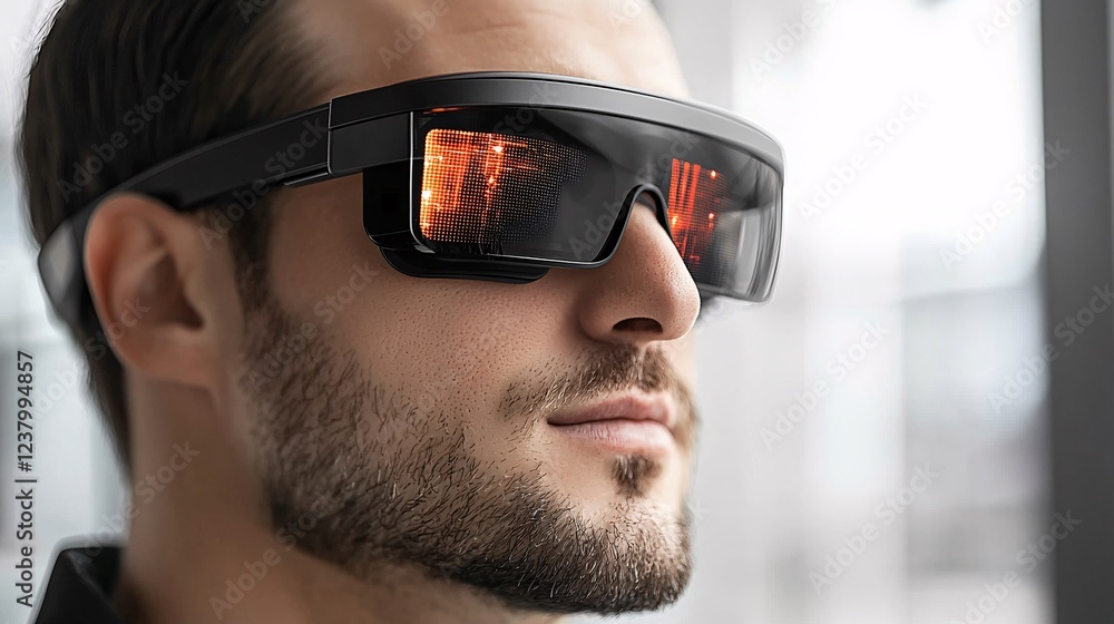 Poster intelligence cognitive optimization concept. smart glasses with cognitive enhancement feature