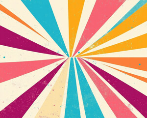 Abstract Retro Burst Illustration with Vibrant Multicolor Rays for Background Design and Creative Projects