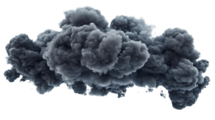 Realistic dark smoke cloud floating with transparent background