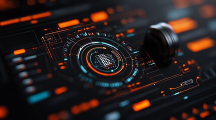 Obraz premium A stunning illustration depicting a futuristic figure in mediating between humans and machines, generating for example holograms.