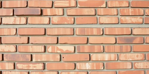 Obraz premium Horizontal row of bricks with mortar gaps, construction material, building facade