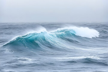 Naklejka premium Ocean wave crashing, stormy sea, coastal view, nature photography, travel