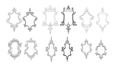 Set of vintage frames for design. Decorative elements. Vector illustration