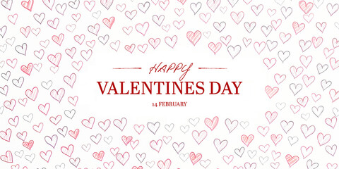 Colorful Happy Valentines Day Banner WIth Love Hearts And Copy Space