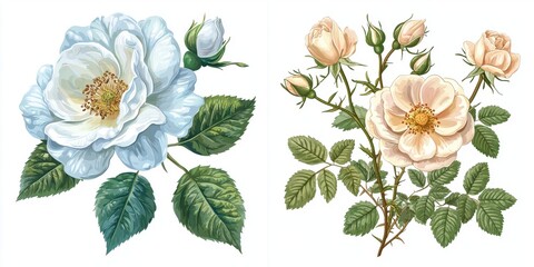 Beautiful hand-drawn floral illustrations.