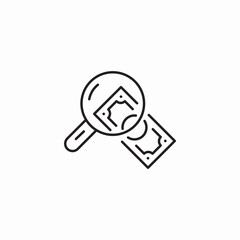 Magnifying glass document icon vector sign